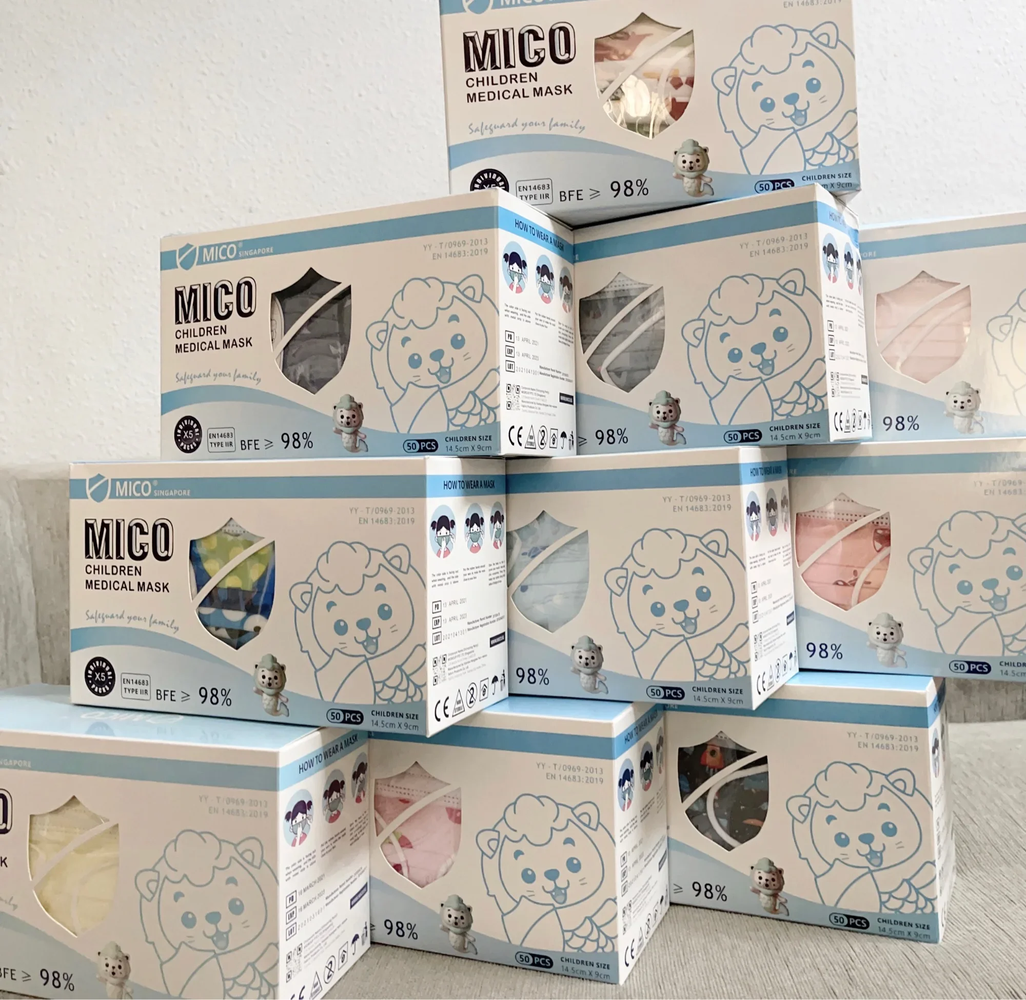 [SG BRAND] MICO Kids Mask 3ply Medical Surgical Mask BFE》98% Disposable Face Mask 50pcs/box