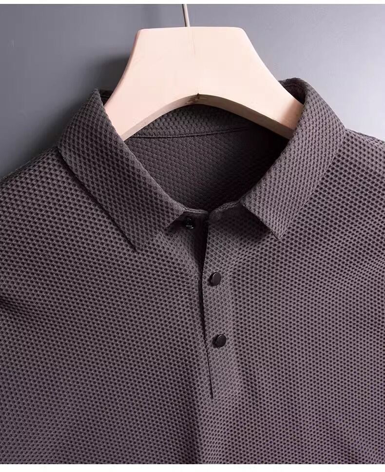 Polo rossa da uomo a manica corta per banchetto nuziale a manica lunga, business casual, vestibilità standard, alla moda, per papà e sposo