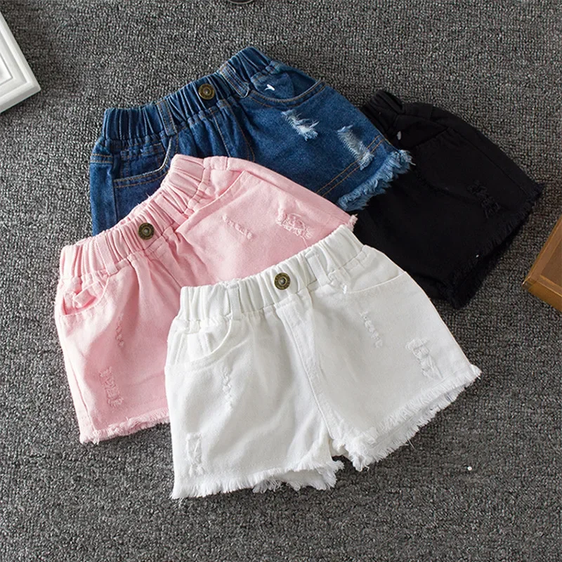 2019 Summer New Girls' Denim Shorts Middle and Big Children Korean Style Cotton Stretch Shorts Girls Short Pants