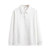 YOULIN | Mature Elegant Black Heavy Weight Polo Shirt Long Sleeve T