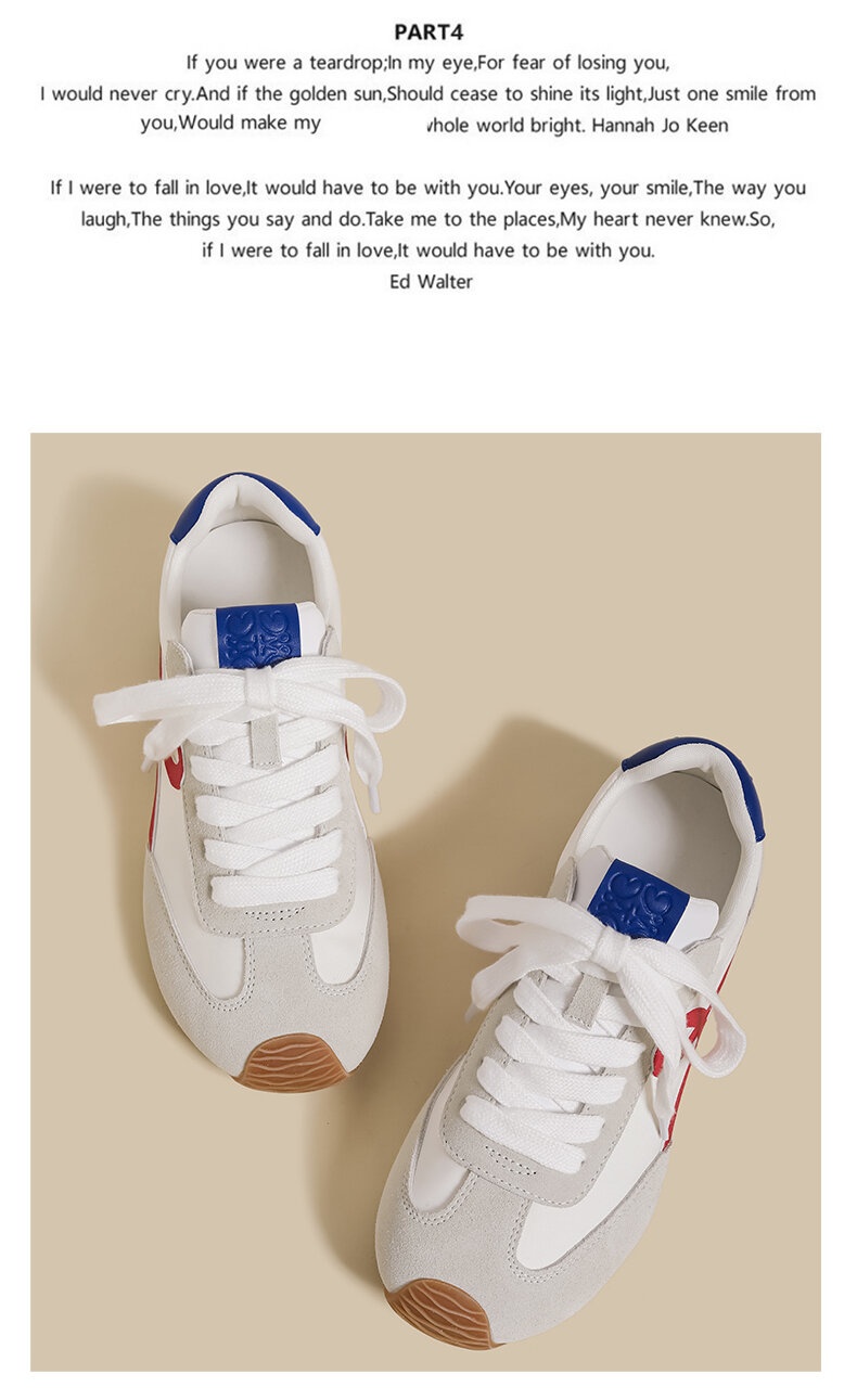 White Sporty Flat Bottom De Xin Women's Shoes Spring Autumn New Style Color Block Retro Dad Casual All-Match Running Shoes · v7
