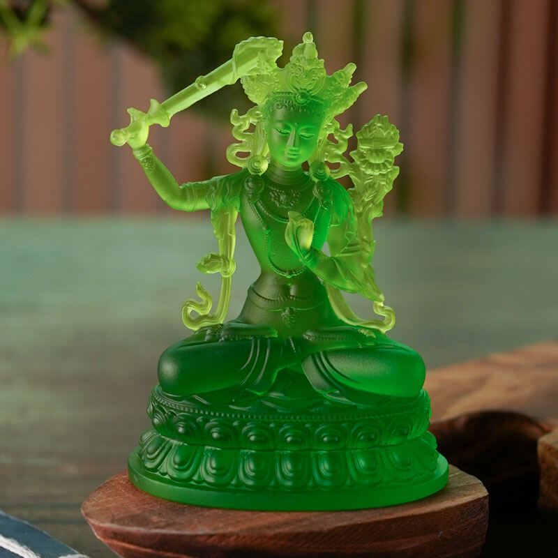 Chanyue琉璃 Green Tara Guanyin Buddha Statue Mini Size