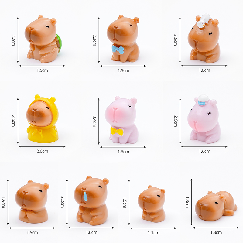 Adorable Capybara Water Hog Cake Mini Desktop Decoration Stable Emotion Resin Material Small Figurines Set for Home Decor