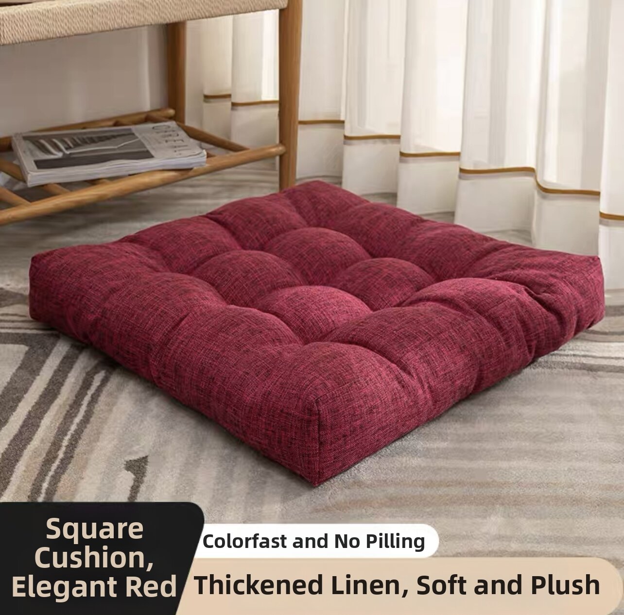 Thickened Zafu Seat Cushion Chair Pad Tatami Home Office Sitting Pad round Chair Cushion Simple Modern Style Home Textile