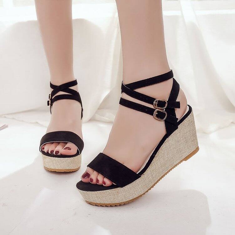 Peep Toe Sandals Women S Shoes 2020 Summer Wedge Korean Style Platform Platform Flat Shoes Trendy Open Toe Platform High Heels Lazada Singapore