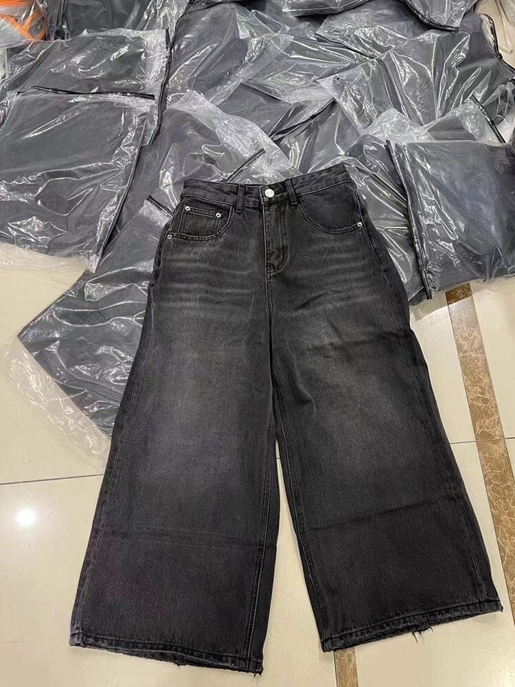 Korean Style Wide Leg Jeans Women's Grandmother Pants Spring Summer New Hong Kong Flavor Casual Straight Cut Denim Jeans · v2