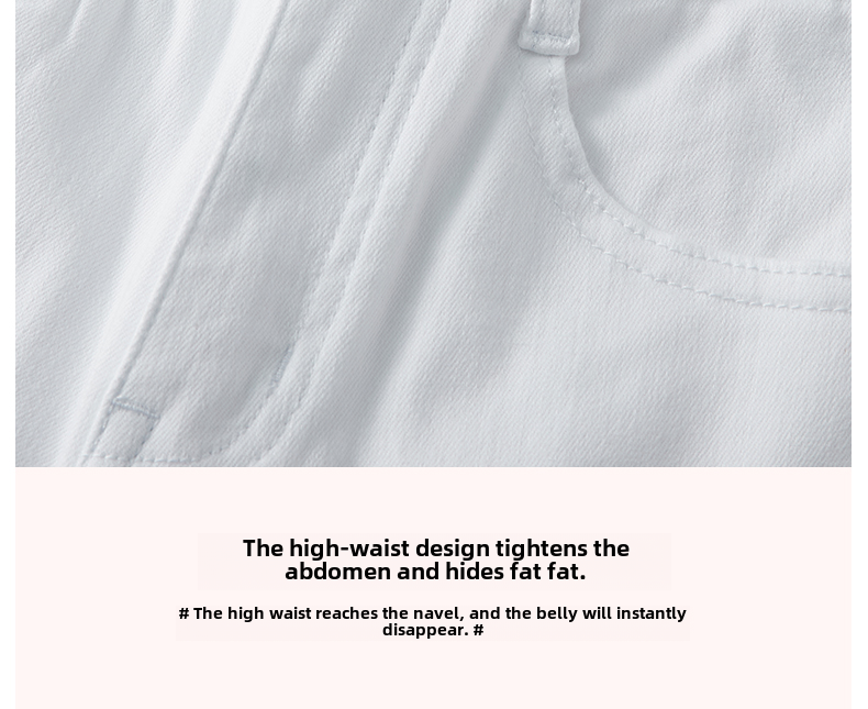 High Waist Slim Fit Women's Jeans White Small Foot Skinny Elastic Long Pants Cotton Polyester Blend Four Seasons Universal · v2