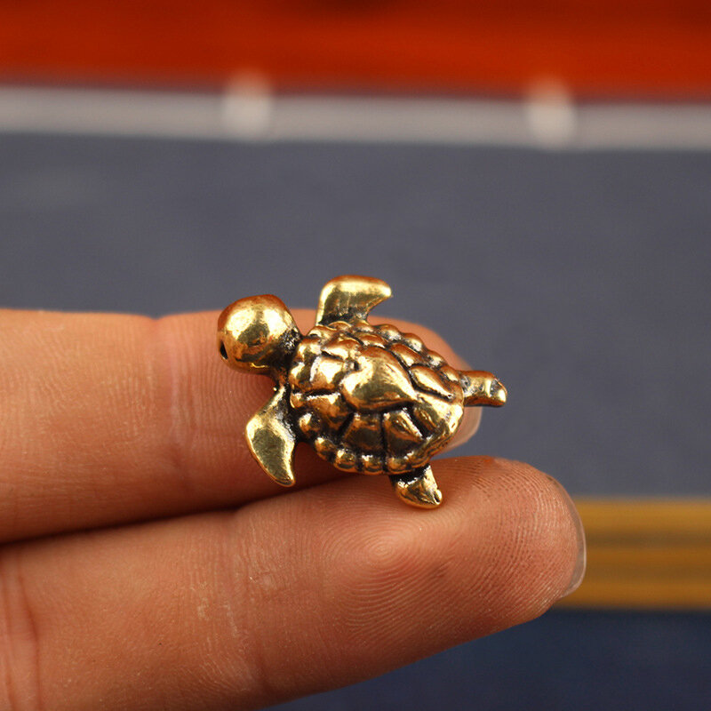 Brass Turtle Figurine​ - Vintage Tortoise Statue for Wealth Longevity Luck Desk Decor Tea Pet Home Office Car Decoration