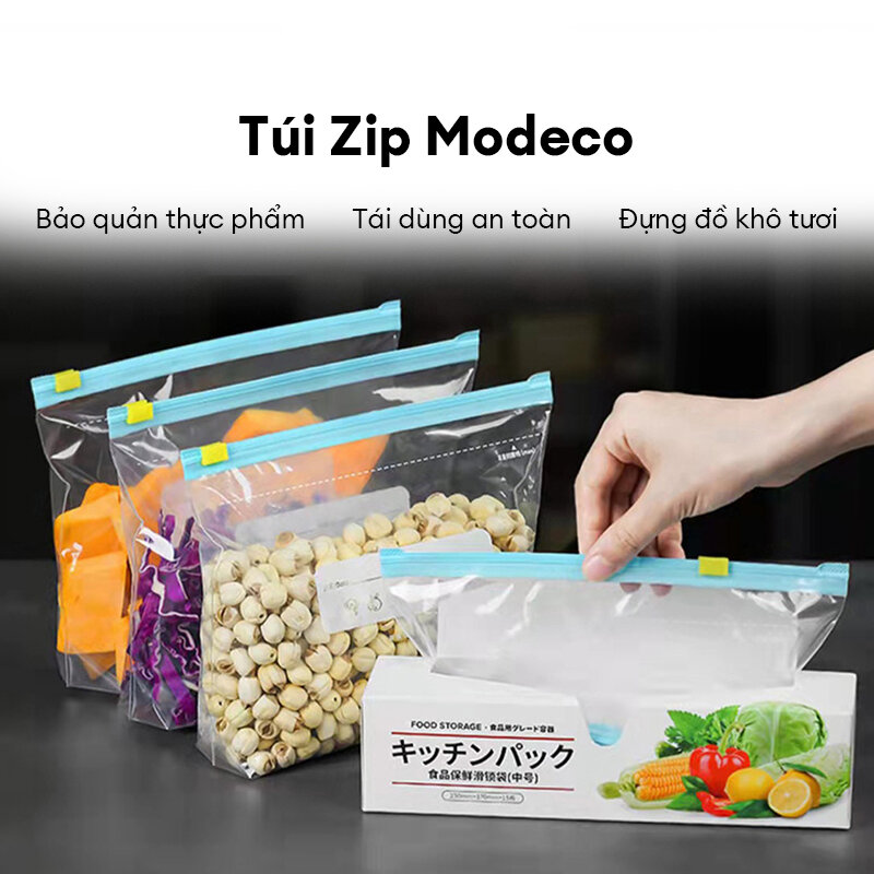 Túi Zip Đựng Thực Phẩm Cao Cấp Modeco - Túi Bảo Quản Thức Ăn Đồ Khô Đồ Tươi Sống Trong Tủ Lạnh - An Toàn Có Thể Tái Sử Dụng