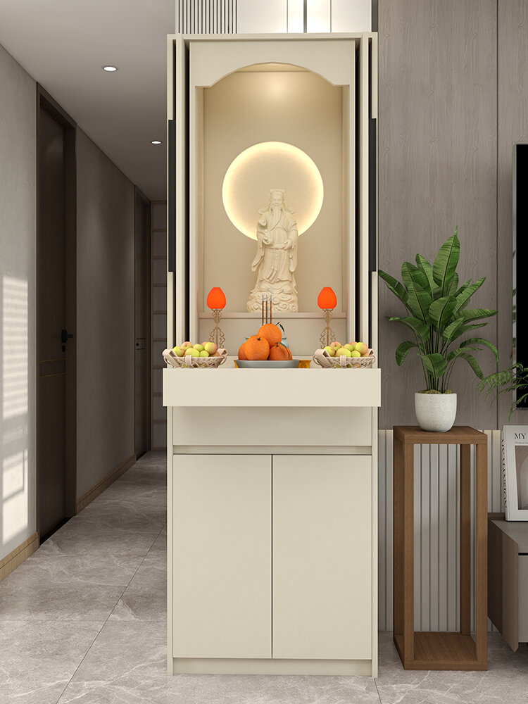 Doored Modern Luxury Ancestor and Wealth God Shrine Cabinet