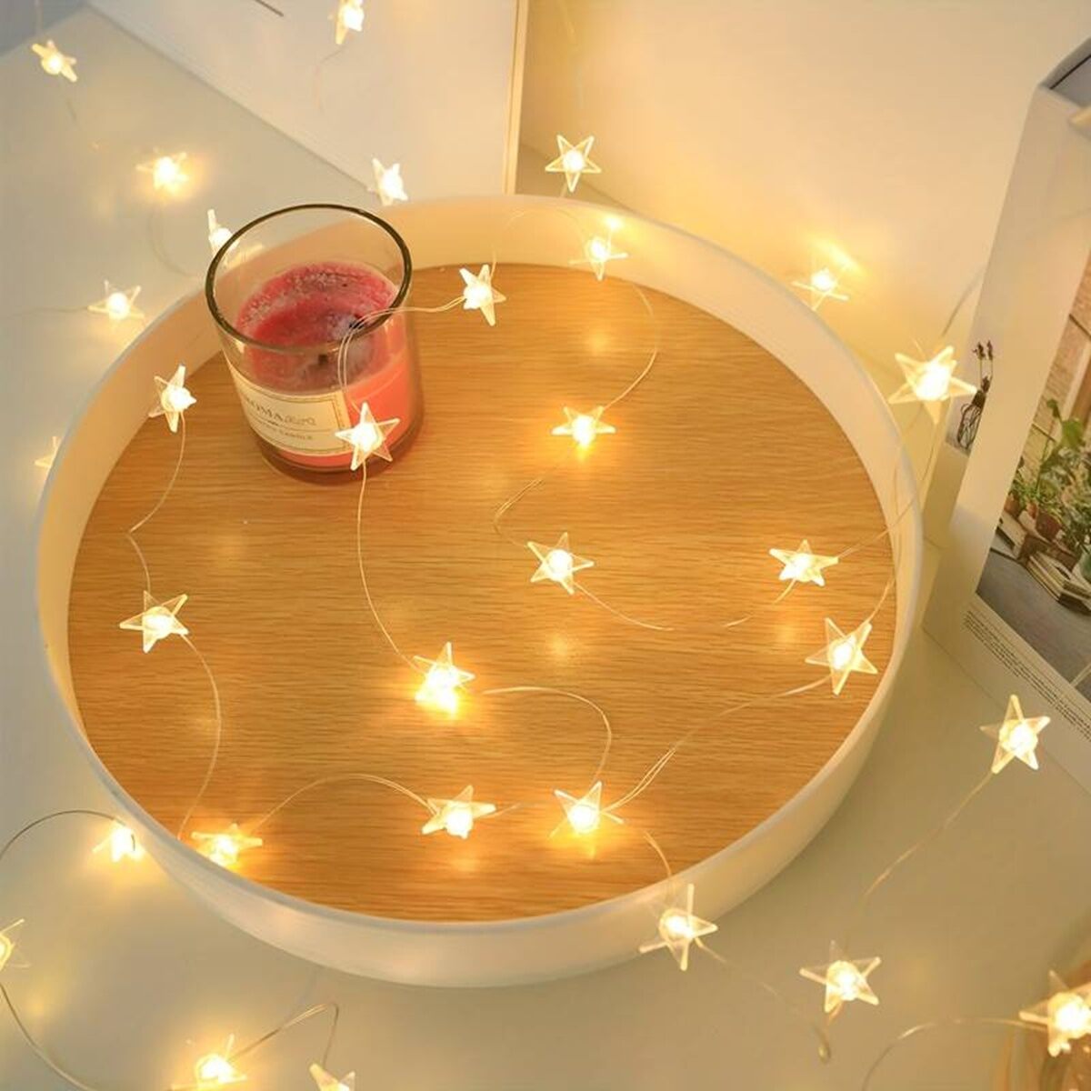 1PC Copper Wire Star String Lights Waterproof Battery Operated Decorative Fairy Lights For Garden Yard Home Scene Living Decor