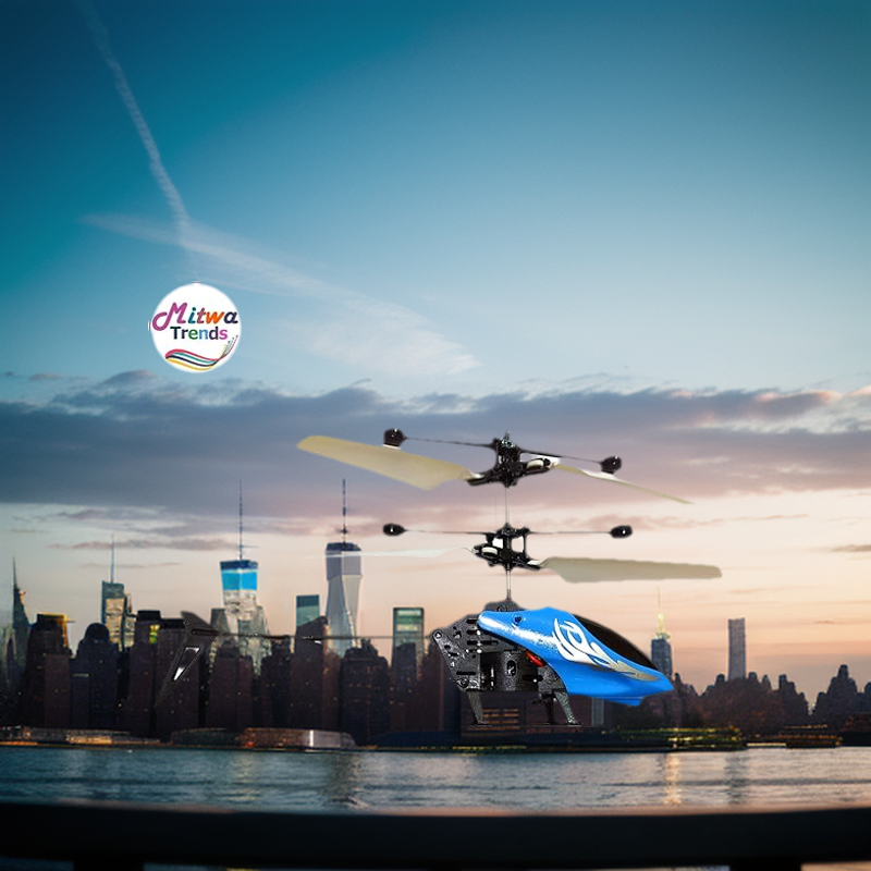 Hand Induction Control Helicopter Toy with Infrared Sensor & USB Charger - Blue