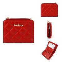 Baellerry 2025 Pure Color Womens Short Wallet - PU Minimalist Coin Purse with 4 Card Slots Stylish Zipper Closure