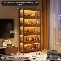 ZHUSHANXIA | Lighted Lockable Acrylic Display Case Multi Layer Hand Figure Model Toy Trophy Storage Rack with Built in Lighting for Home Decor