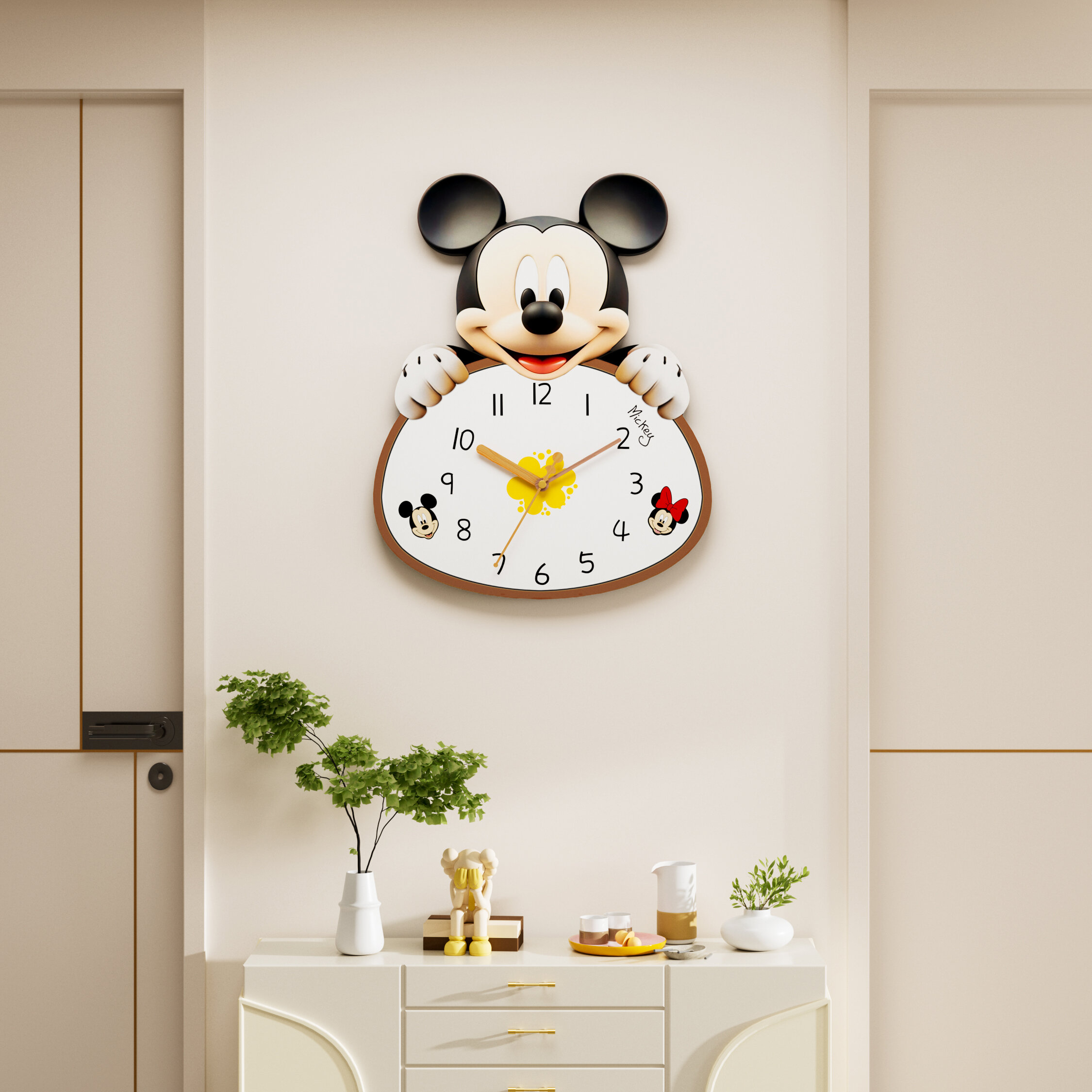 Creative Cartoon Wall Clock Modern Silent Pendulum Calendar Quartz Clock