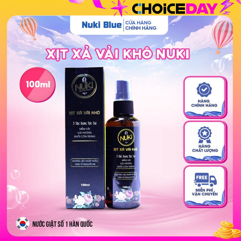 Chai Xịt Xả Vải Khô Nuki 100ml Hương Nước Hoa Lưu Hương Mềm VảiTinh Dầu Thơm Quần Áo