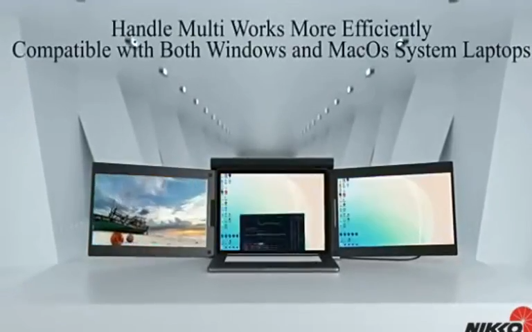 [Local Warranty] NikkoTech Dual Portable Tri Fold 13.3" inch 14" inch 1080P IPS FHD Monitor Screen Extender For Laptop Macbook Mac Windows Black Monitors better than samsung monitor lg monitor samsung monitor