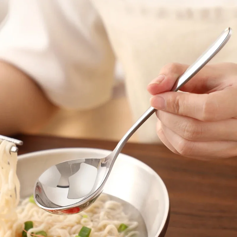 304 Stainless Steel Soup Ladle Soup Drinking Spoon Stainless Steel Noodles Spoon Small Spoon Long Handle Soup Korean Japanese Creative Home