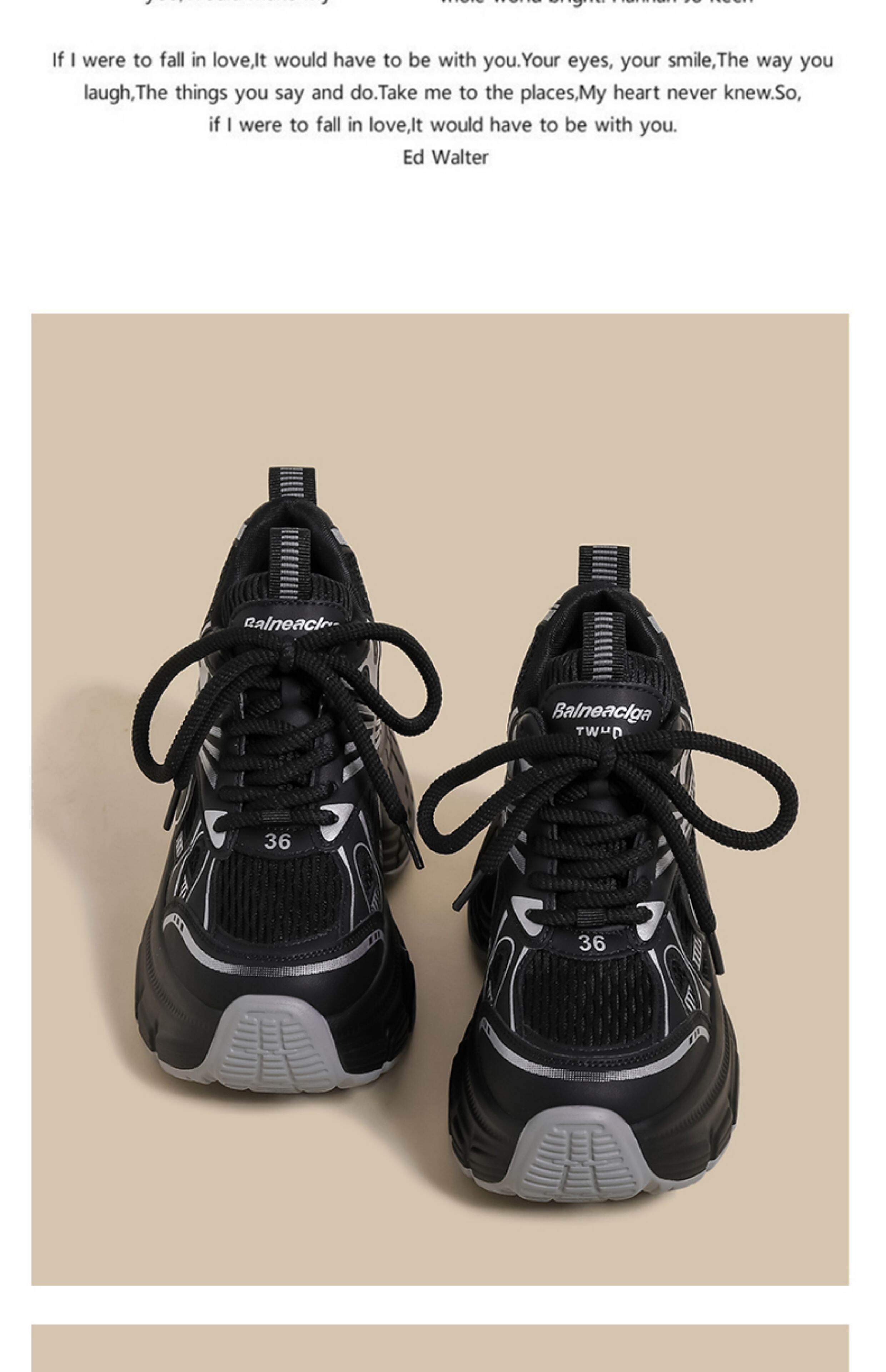 Women's Sport Shoes Casual Thick Bottom Net Surface Heightening Silver Color Spring New Style Fashionable round Head Rubber Outsole · v27