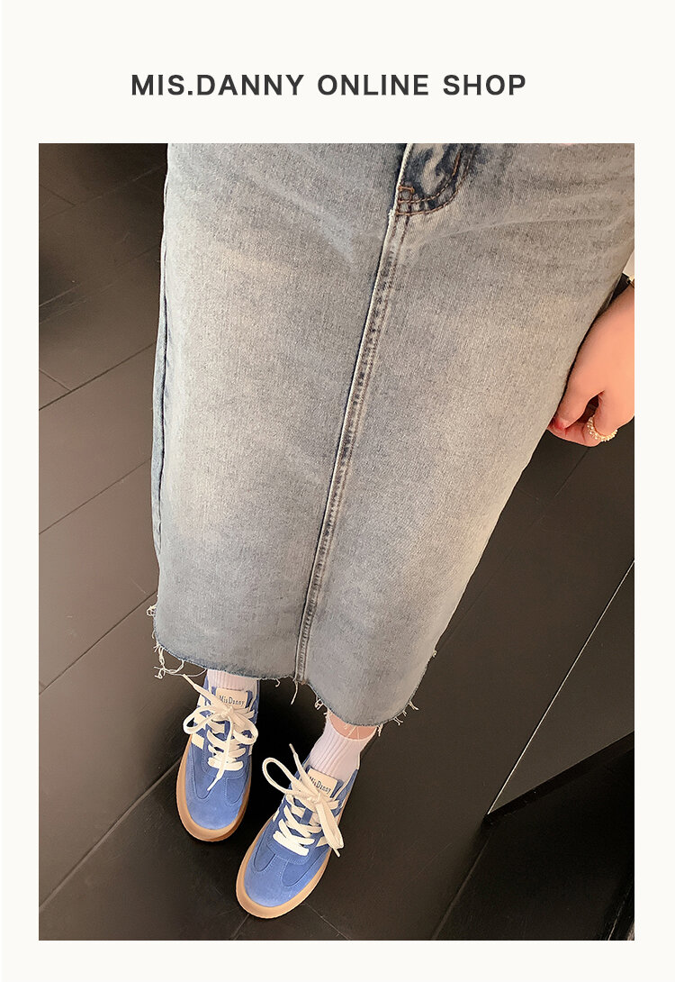 Yellow Genuine Leather Thick Bottom Deqin Shoes Women's Spring Style Casual All-Match Flat Heel Comfortable Sports Sneakers · v7