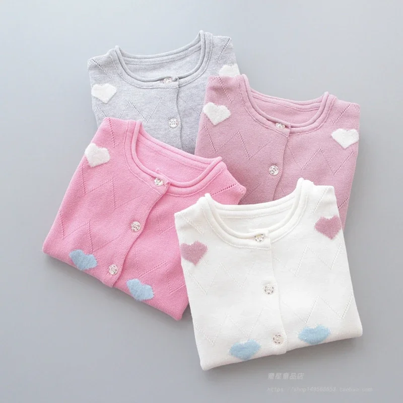 Girls' Cardigan Sweater Jacket 2020 Spring New Arrival Children's Pure Cotton Sweater Baby Girl's Sweater Top for Autumn