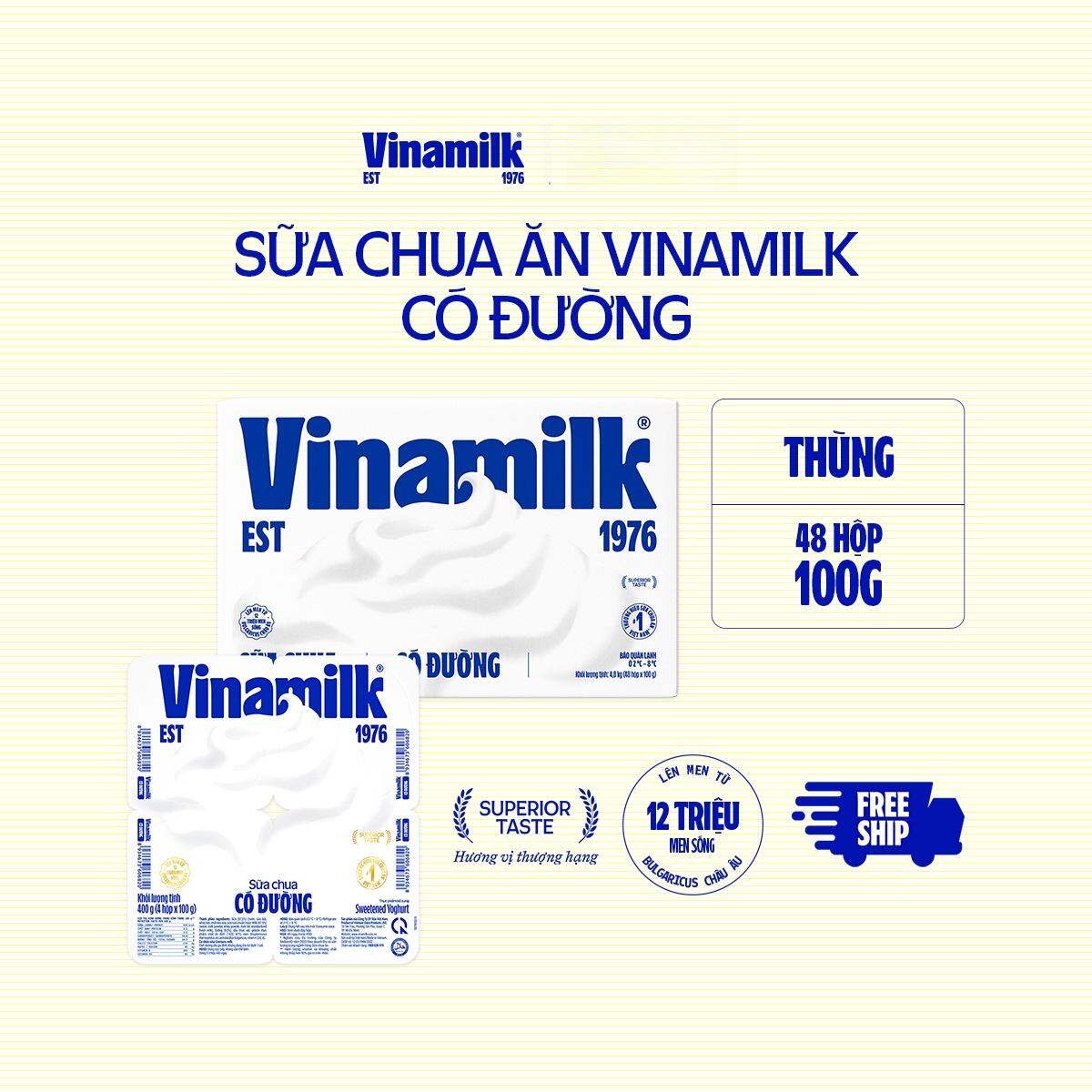 Box of 48 Boxes of Vinamilk Sweetened Yogurt 100g