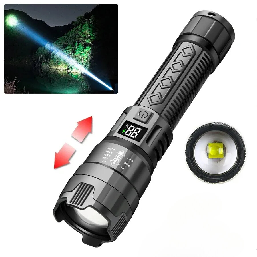 High Power Flashlight Type C Rechargeable Led Flashlight Powerful Torch Light for Camping Hiking Flash Light