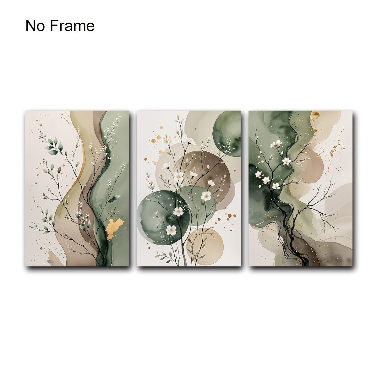 3pcs/set Watercolor Sage Plant Canvas Printing Green Abstract Flower Art Wall Art Poster for Modern Living Room Home Decoration