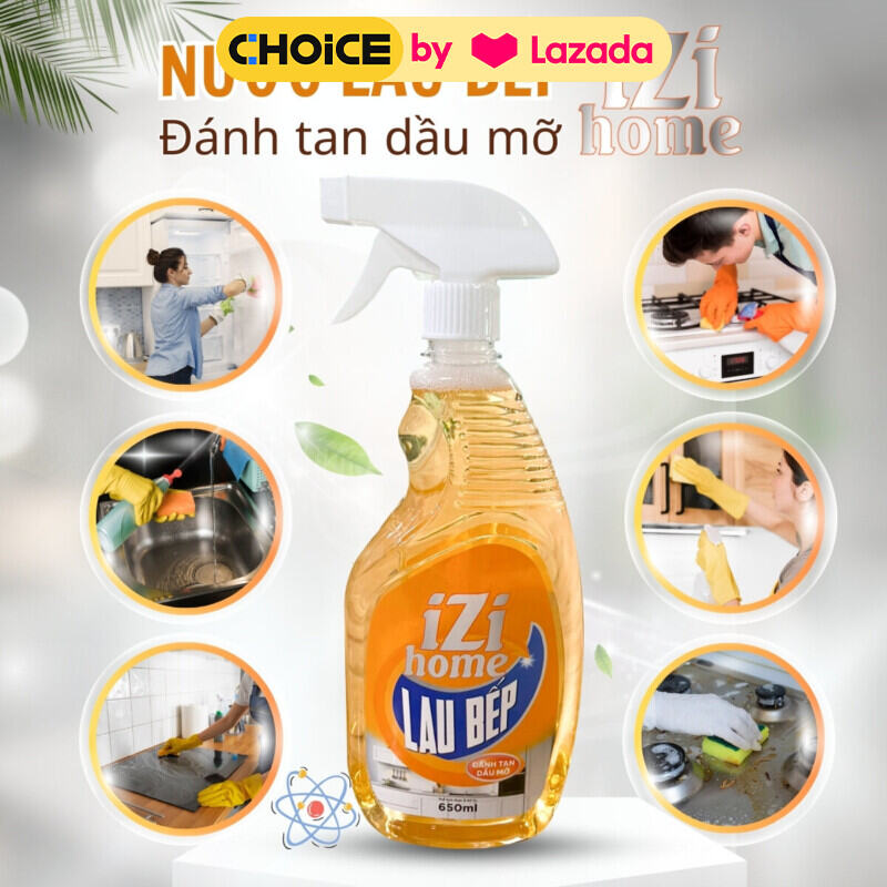 Nước lau tẩy bếp đa năng IZI HOME đánh bay mọi vết bẩn dầu mỡ, bụi bẩn trên bếp từ, bếp ga, kính