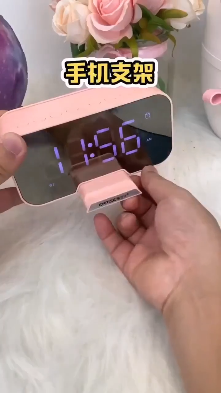 Bluetooth speaker temperature display multi-function digital alarm clock with FM radio LED mirror alarm clock subwoofer music player dual alarm clock
