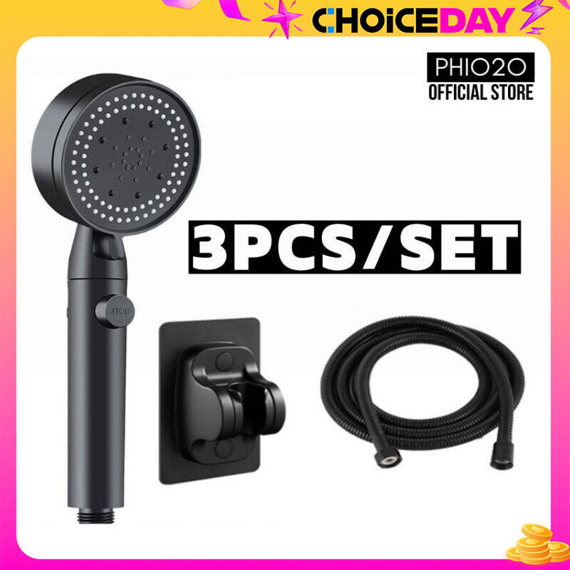 High Pressure 3-in-1 Handheld Shower Head with Hose, 5 Settings