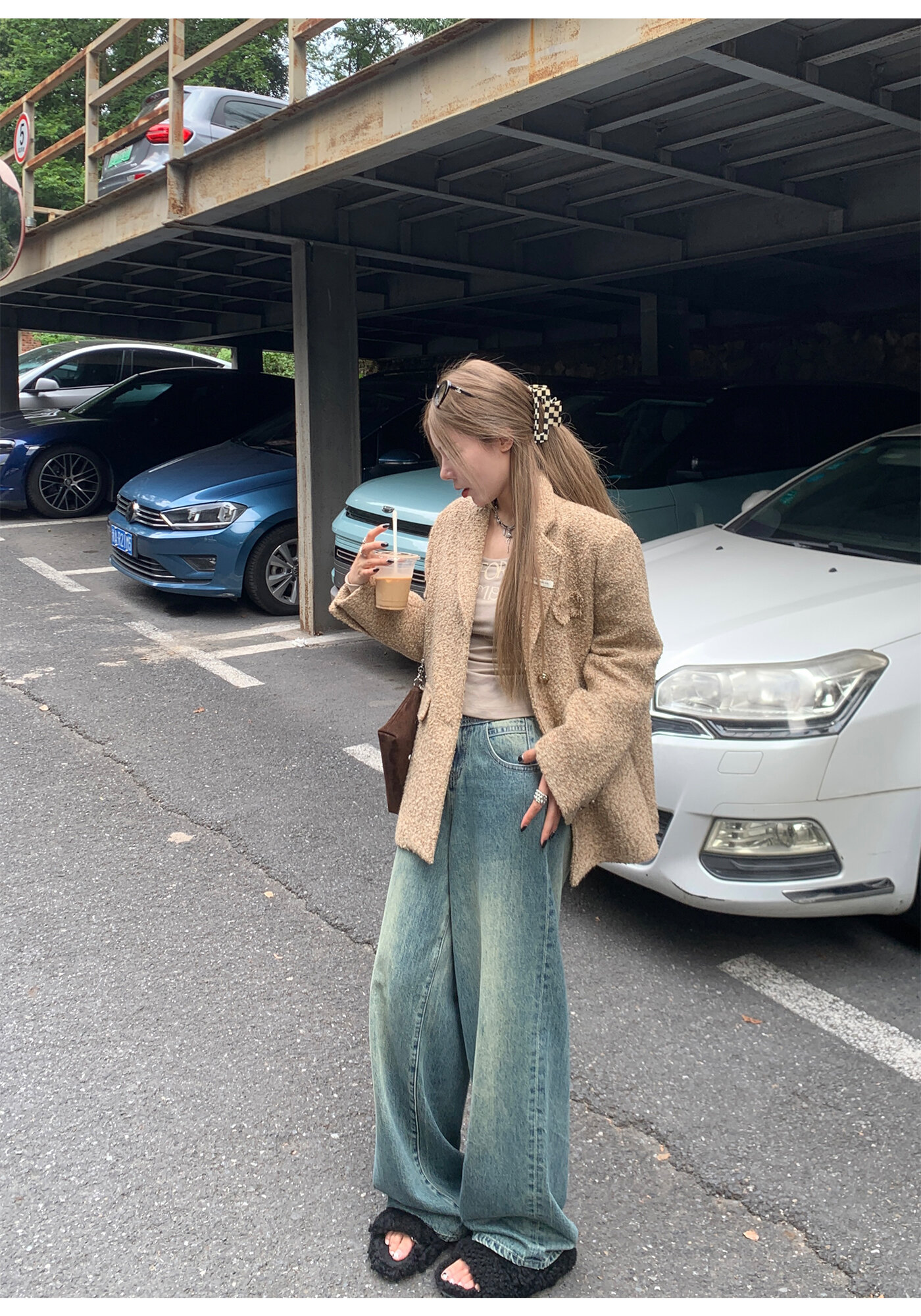 High Waist Wide Leg Jeans Women's Loose Fit Washed out Style Spring Autumn Denim Pants by LUU Peach Joy Slimming Effect · v2