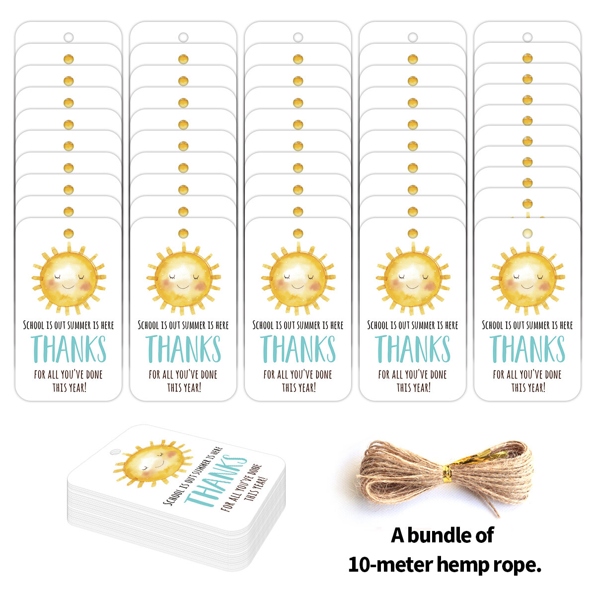 50pcs Thank You Teachers Tags With String Gift Hanging Label For Back-To-School Teacher Day Appreciation Party Bag Wrapping Sign
