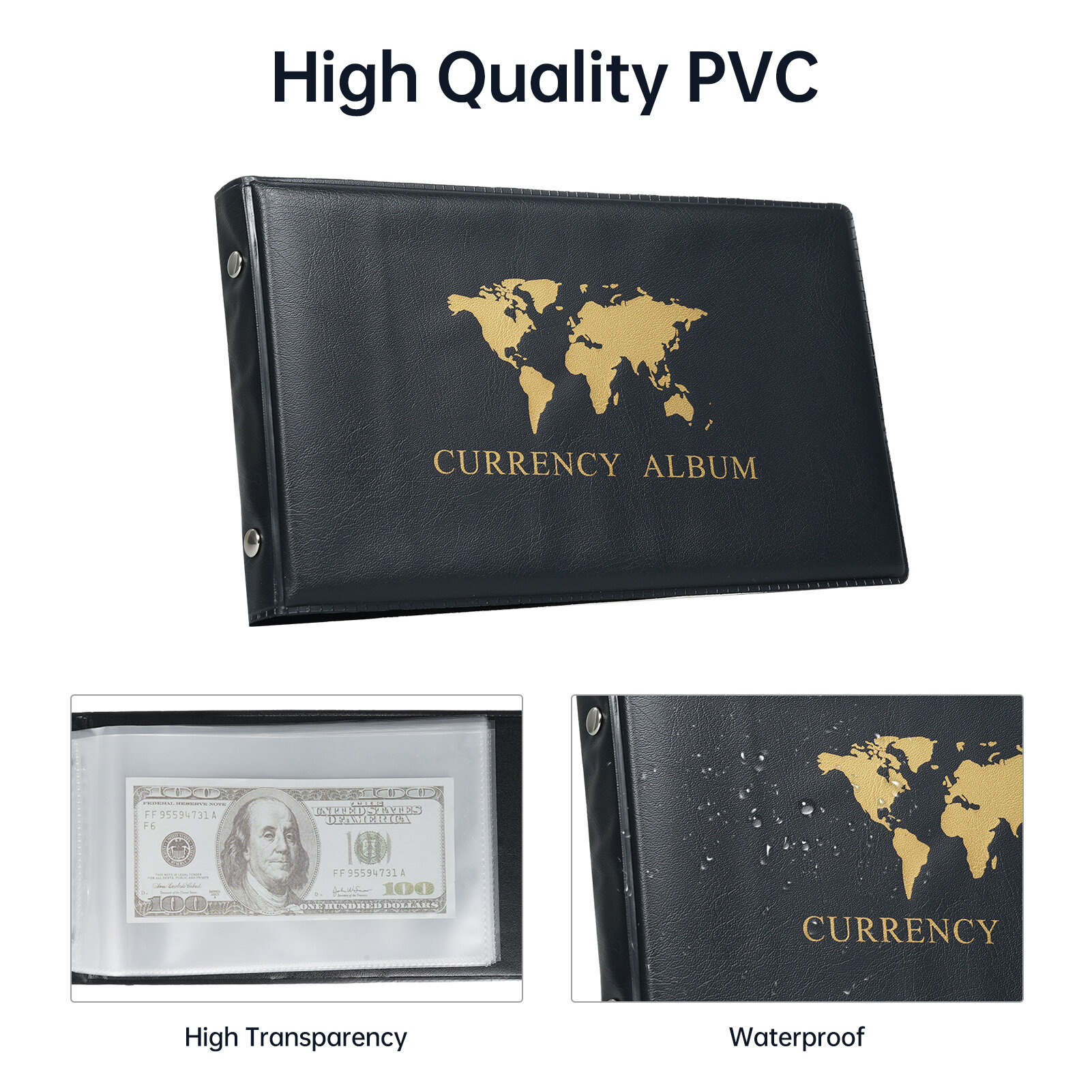 40 Pockets Banknote Currency Collecting Album 20 Sheets Clear