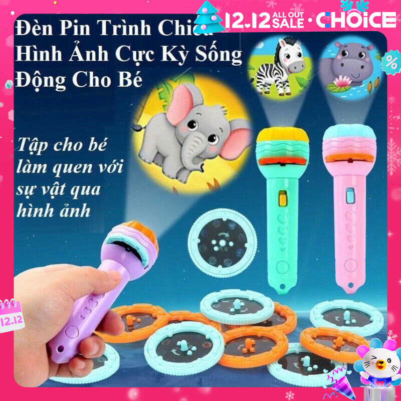 Đèn pin chiếu hình 24 hình ảnh động vật siêu nhân hoạt hình sinh động cho bé học tập và giải trí-đồ chơi trẻ em giáo dục phát triển sớm