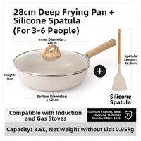 CAROTE | Non-Stick Granite Frying Pan for Steak Omelette Induction Gas Cooker Cookware Set Kitchenware Aluminum Alloy Tempered Glass Lid Flat Bottom Design