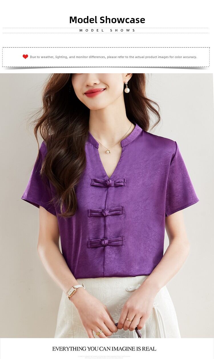 New Chinese Style Short Sleeve Shirt Women Summer 2025 New Fashion Black Embroidered Top Ladies Small Shirt Upper Body