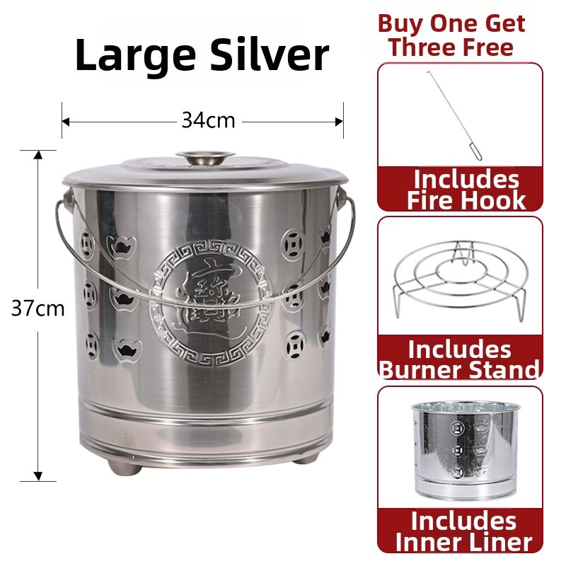 PAMPAS | Indoor Smokeless Joss Paper Burner Thickened Stainless Steel