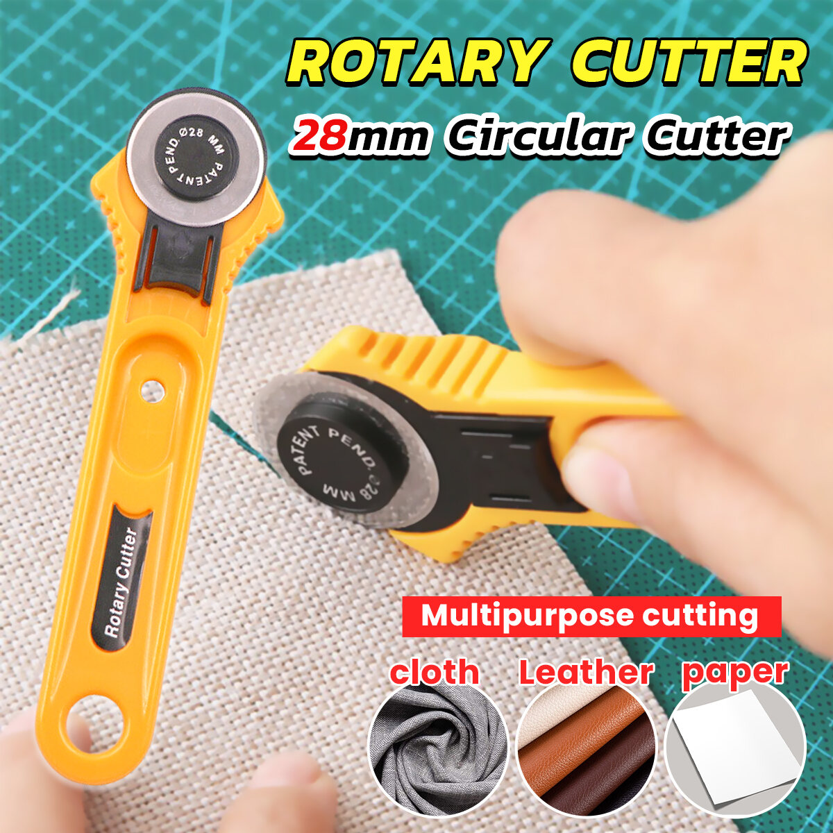 28MM Rotary Roller Cutter Cut Fabric Leather Vinyl Paper clothes Craft  Patchwork,Rotary Cutter 28mm Fabric Paper Vinyl Circular Cut Blade  Patchwork