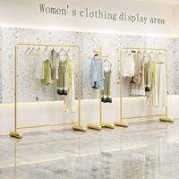 QIUZHISE | Clothing Store Display Rack Black and Gold Freestanding