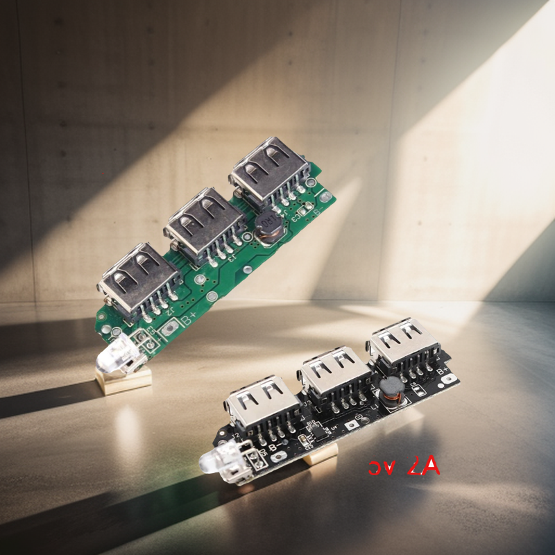 3-USB Power Bank Circuit Board Kit 5V 1A / 2A Step-Up Boost Module for 18650 Li-ion Batteries. 
