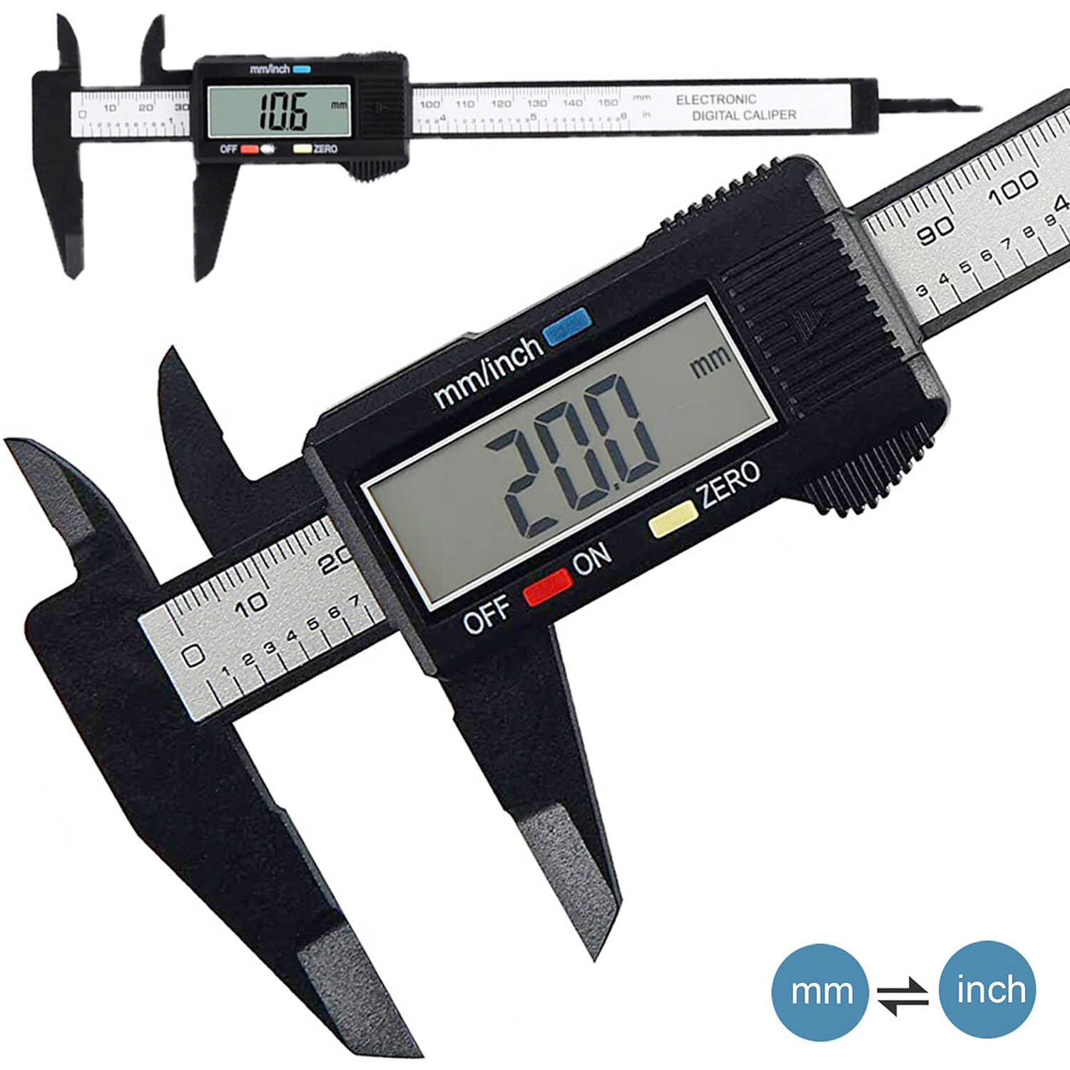 Dialed Adjustable Ruler 150mm 100mm Electronic Digital Caliper Carbon Fiber Dial Vernier ...