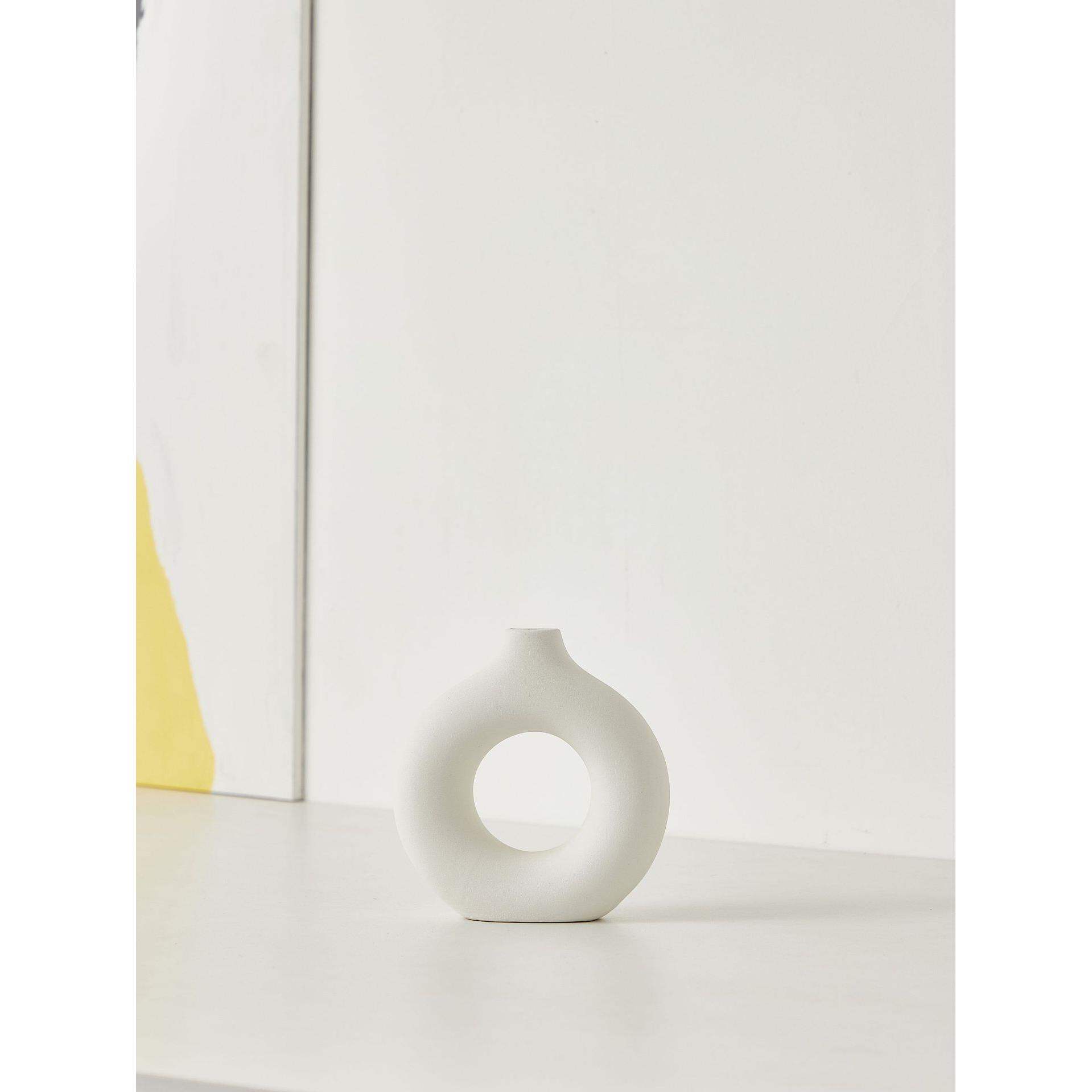 TENGYAGAO | Creative Donut-Styled Black Ceramic Vase