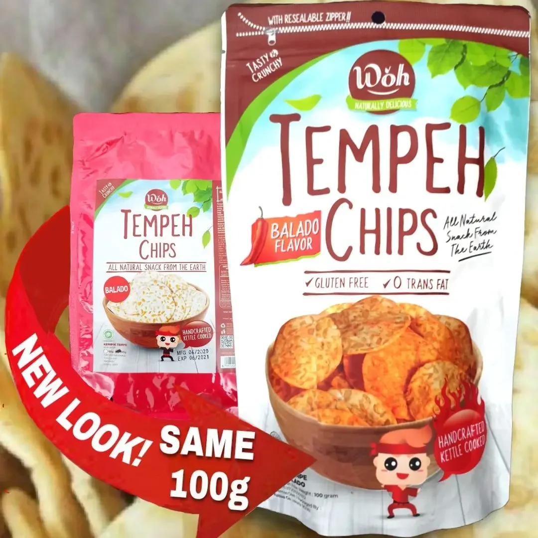Handcrafted WOH Tempeh Chips! Balado Flavour (100g)