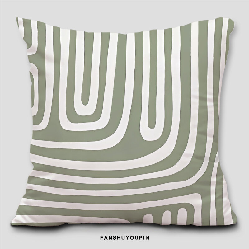 High Quality Velvet Green Pillow Cover Geometric Leaf Design Sofa Backrest Cushion American Country Style Square Home Decor