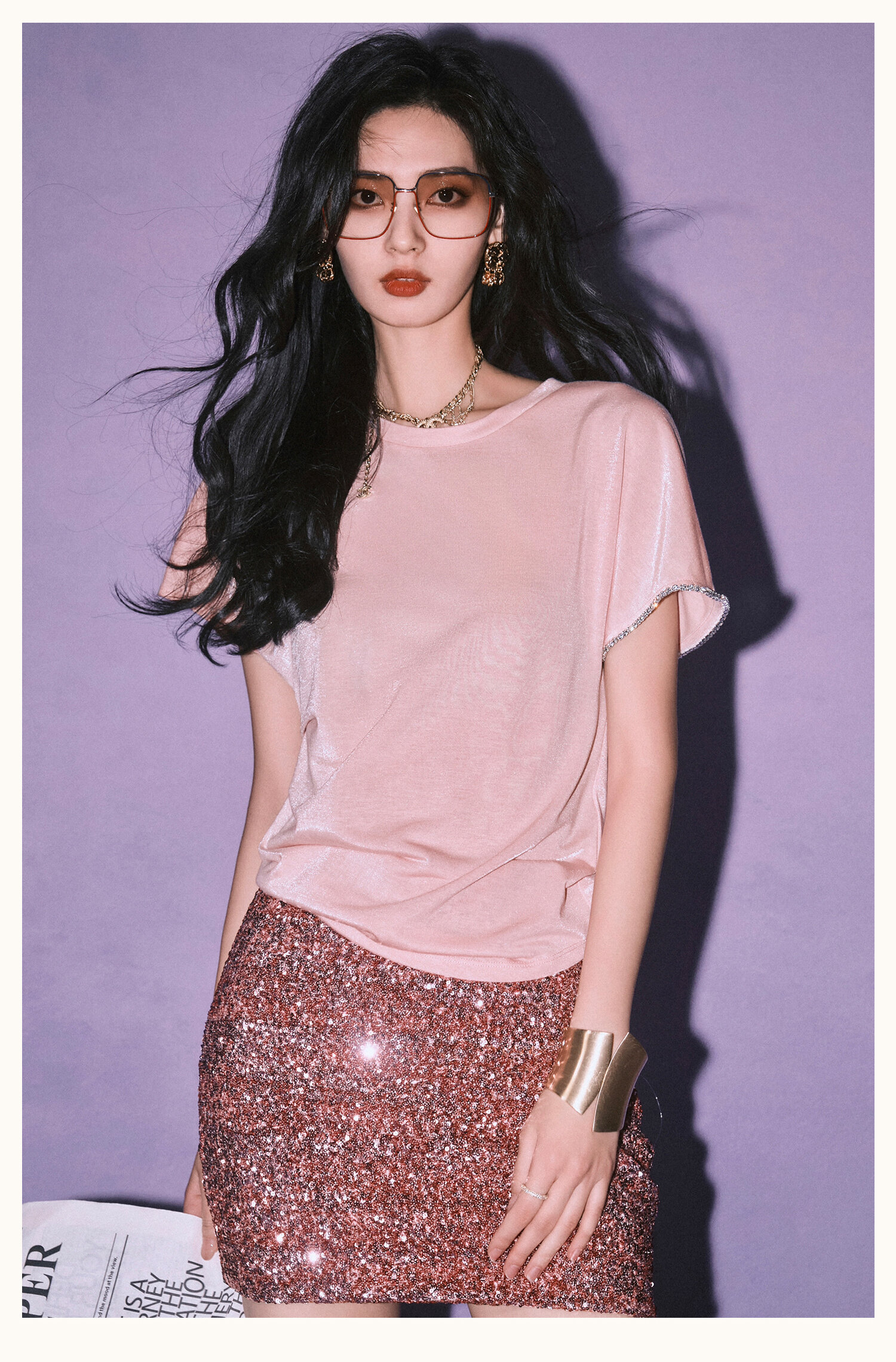 Annaspeak Galaxy 반팔 티셔츠 여성용 세련된 다이아몬드 장식 상의 캐주얼 루즈핏 퓨어 컬러 봄 여름 신상품