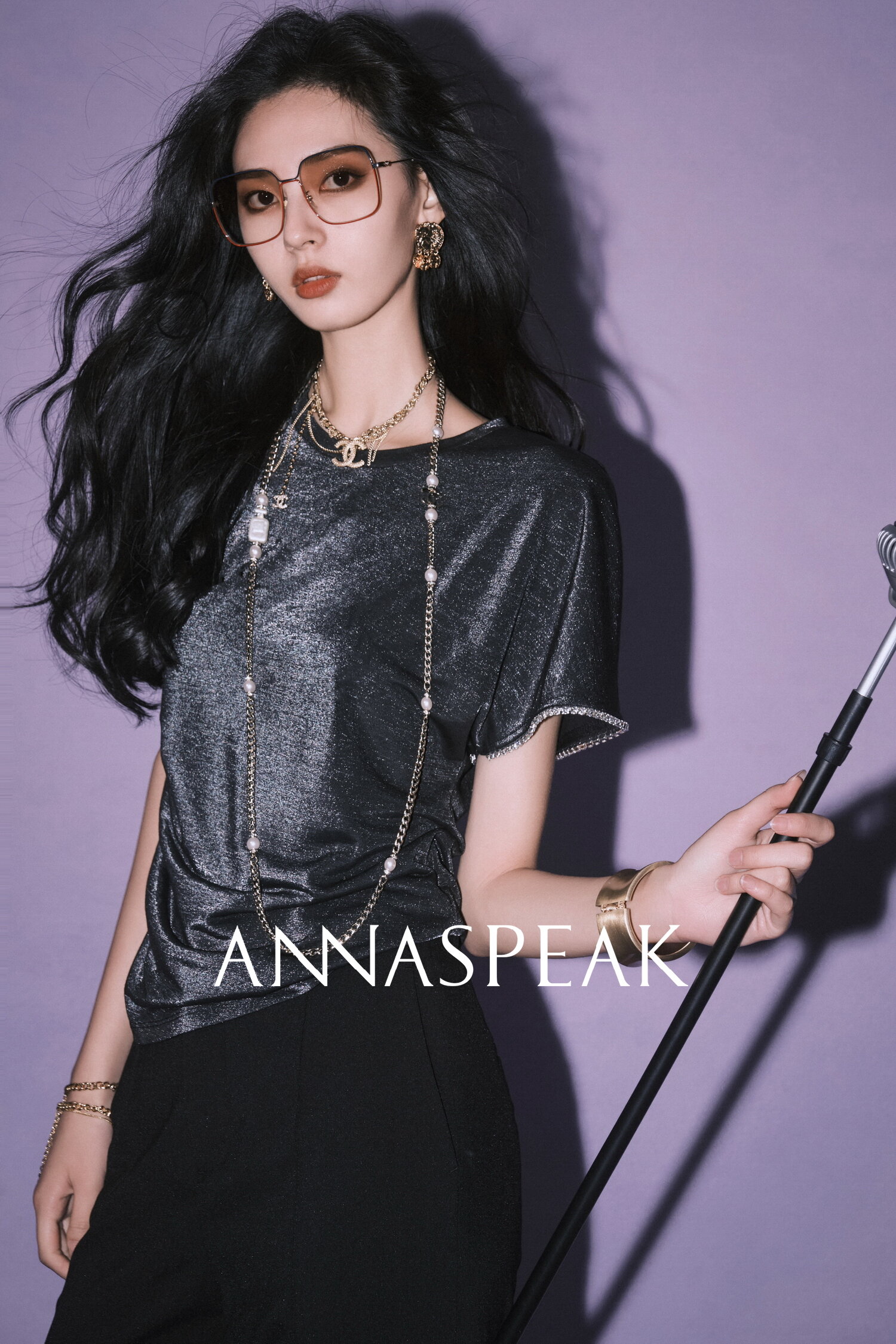 Annaspeak Galaxy 반팔 티셔츠 여성용 세련된 다이아몬드 장식 상의 캐주얼 루즈핏 퓨어 컬러 봄 여름 신상품