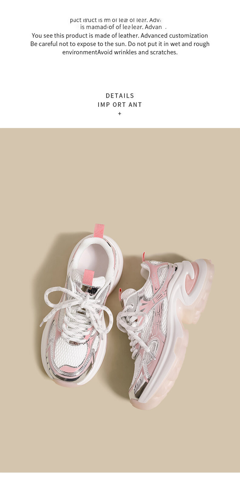 Pink Dad Shoes Women's Spring 2025 New Style Small Size Thick Bottom Versatile Mesh Breathable Casual Sports Shoes Trendy · v7
