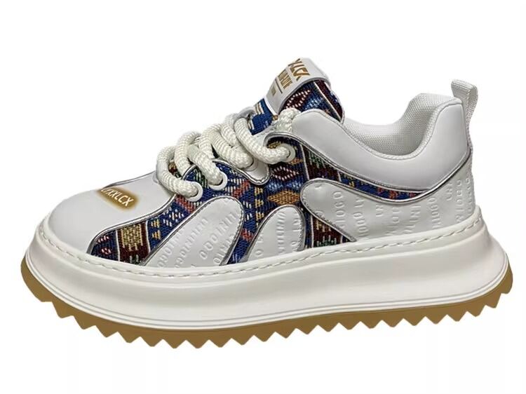 Men's Thick Sole Breathable Casual Shoes Color Block Design Summer Leisure Dad Shoes Increased Height Trendy Fashion Sneakers · v8