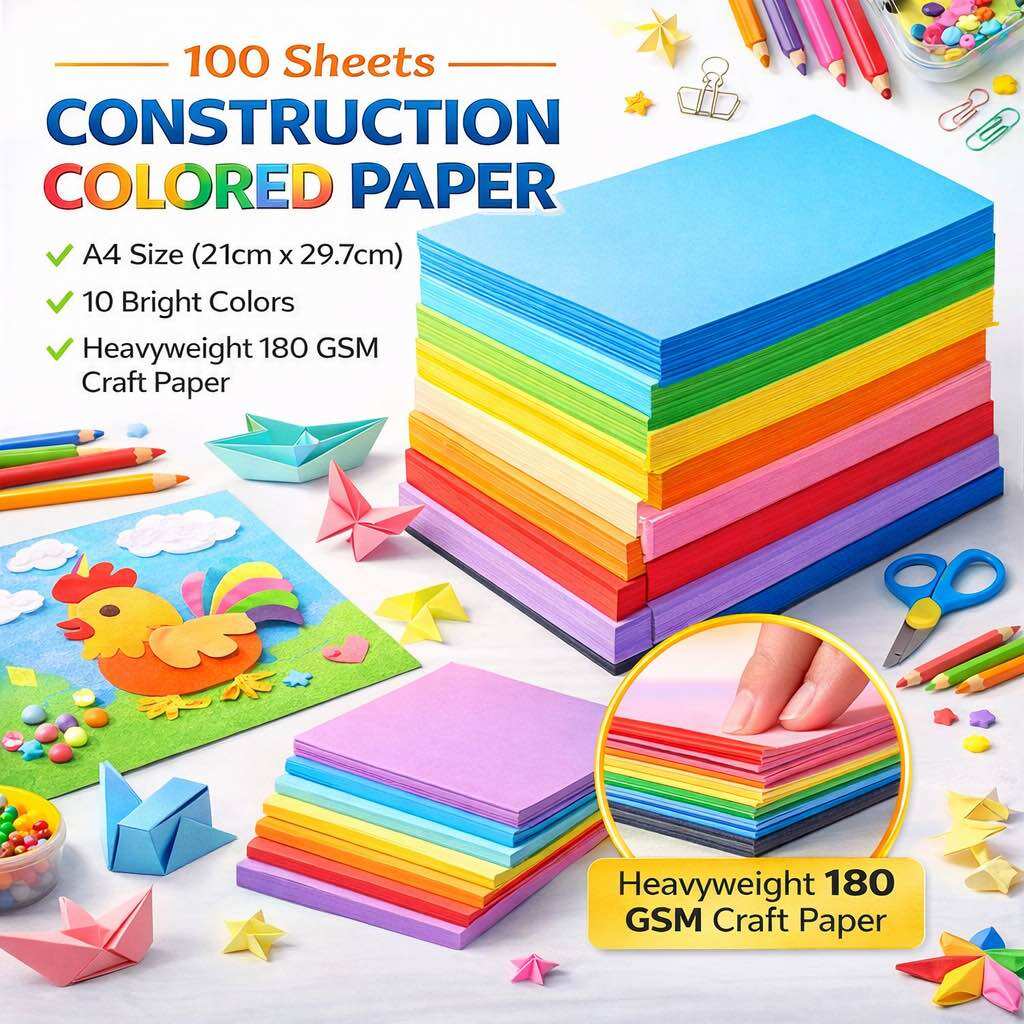 🇸🇬【100Sheets】A4 Multi-Purpose Color Paper 80GSM / Colorful Copier Paper / color paper / art and craft materials for children / Crayola Construction Paper